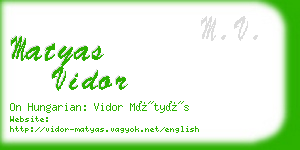 matyas vidor business card